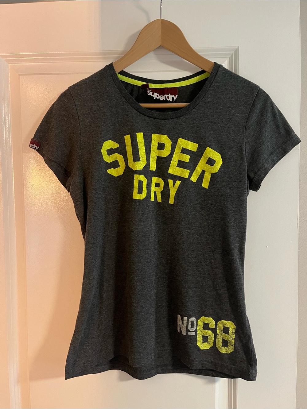 Superdry Kids Charcoal Tee with Neon Yellow Graphic